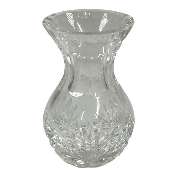 Royal Brierly England 4" Mini Vintage Hand-Cut Crystal Bud Vase Floral Design - Picture 5 of 8